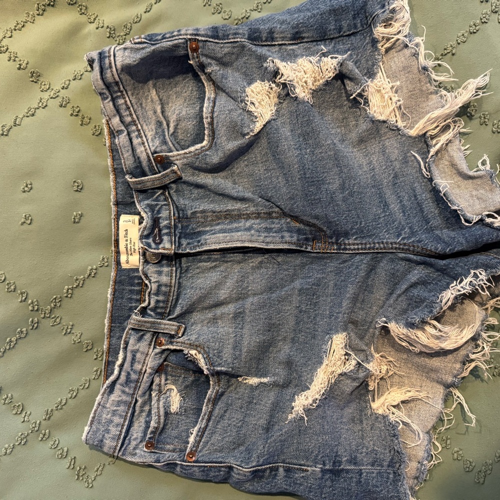 Abercrombie & Fitch Blue Distressed Jean Shorts